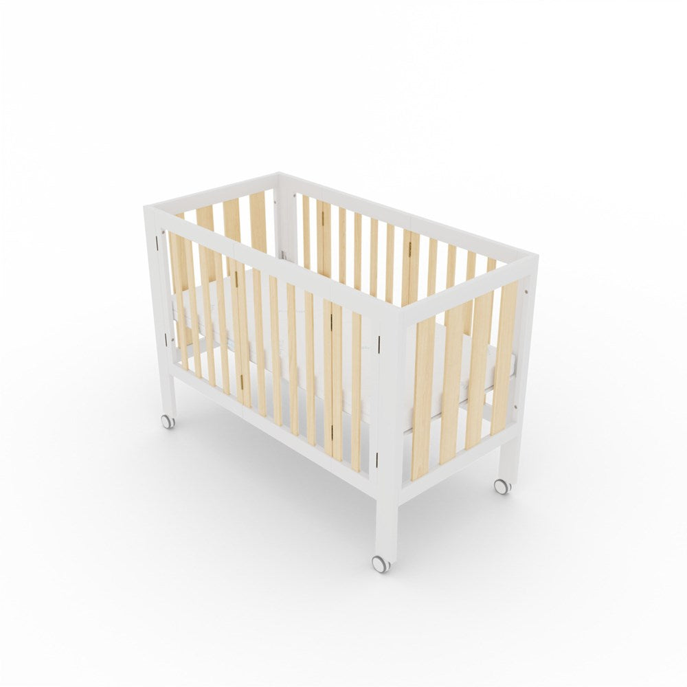 BabyRest Dixie Folding Cot, 1230x670x920mm, White/Natural