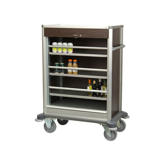 Ascolia Minibar Restocking Cart BALATON 800, 3 Shelves + 3 Retaining Bars + Shutter, Wenge Oak