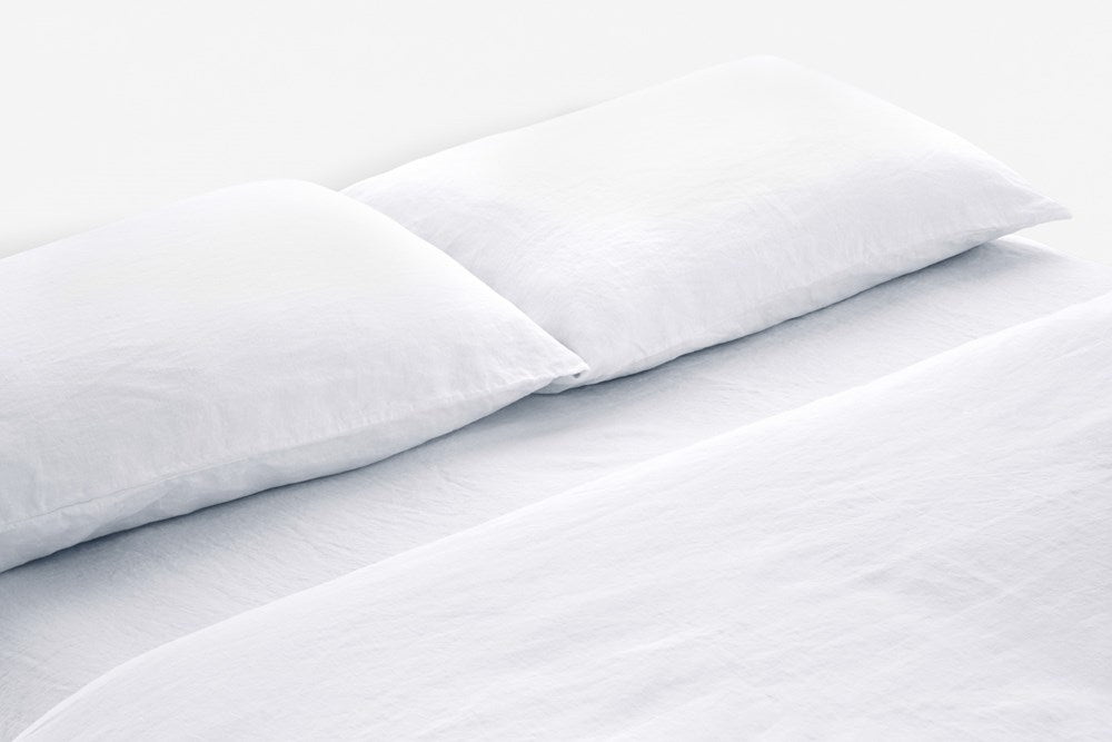 Bemboka Quilt Cover Belgian Linen, Super King, 185gsm, White