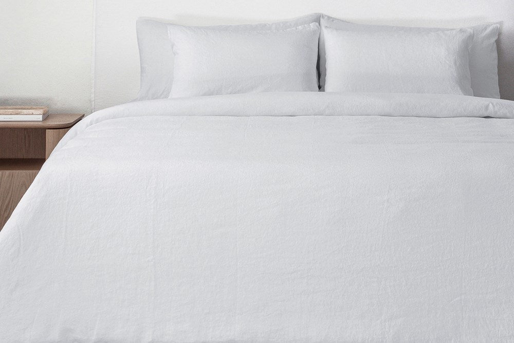 Bemboka Quilt Cover Belgian Linen, Super King, 185gsm, White