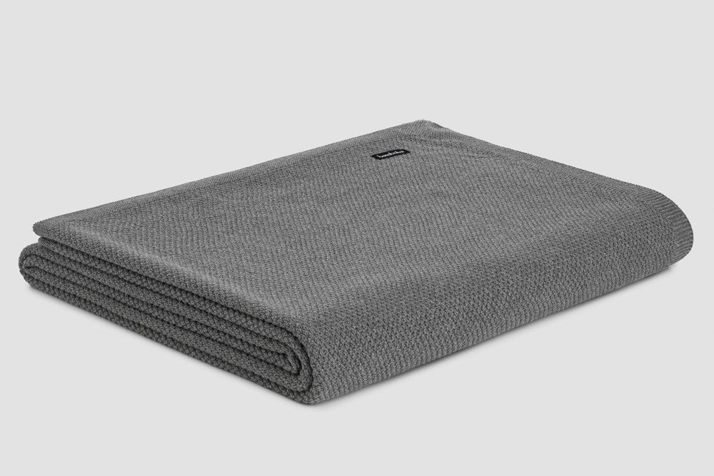 Bemboka Blanket Soft Cotton, Moss Stitch, Queen/King, Grey