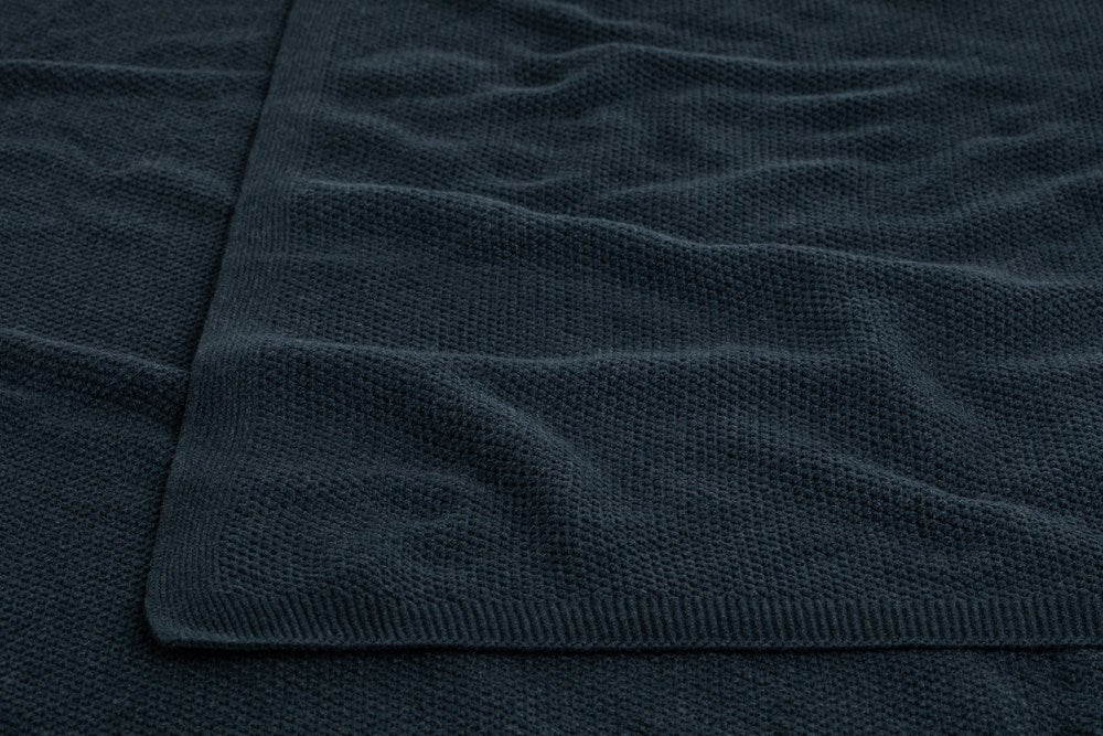 Bemboka Blanket Soft Cotton, Moss Stitch, Queen/King, Ink