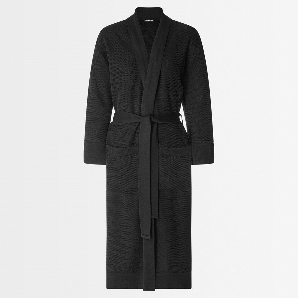 Bemboka Bathrobe, S-M, 100% Combed Cotton, Black