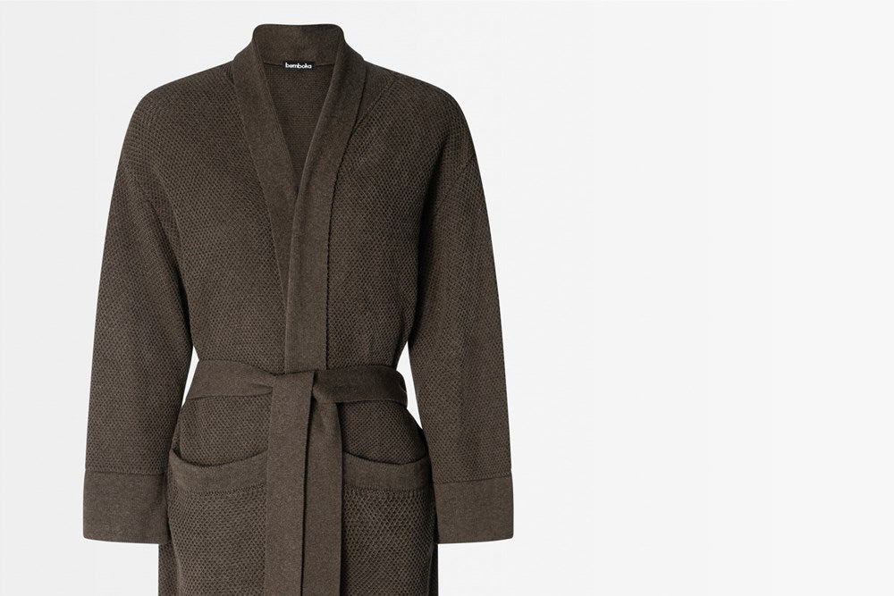 Bemboka Bathrobe, S-M, 100% Combed Cotton, Chocolate