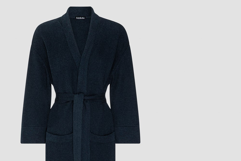 Bemboka Bathrobe, S-M, 100% Combed Cotton, Ink