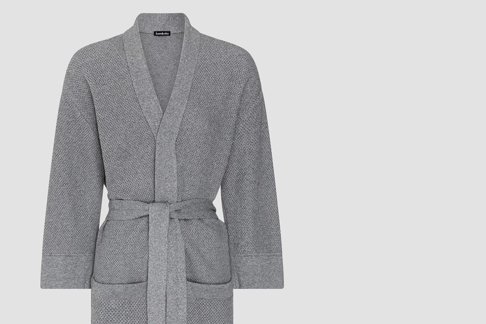 Bemboka Bathrobe, S-M, 100% Combed Cotton, Dove Marl