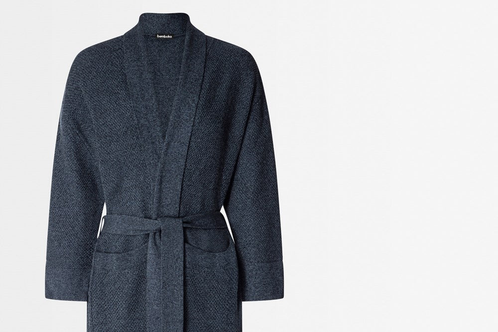 Bemboka Bathrobe, S-M, 100% Combed Cotton, Ink Marl