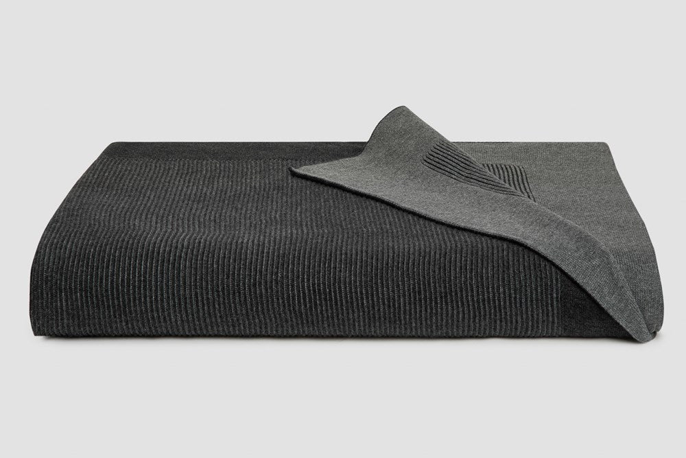 Bemboka Throw Soft Cotton, Reversible Rib, King, Charcoal/Grey