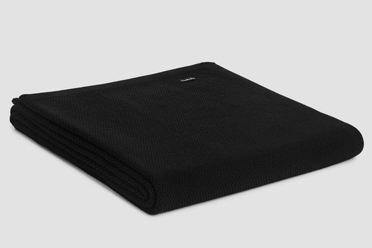 Bemboka Blanket Soft Cotton, Moss Stitch, King Single, Black