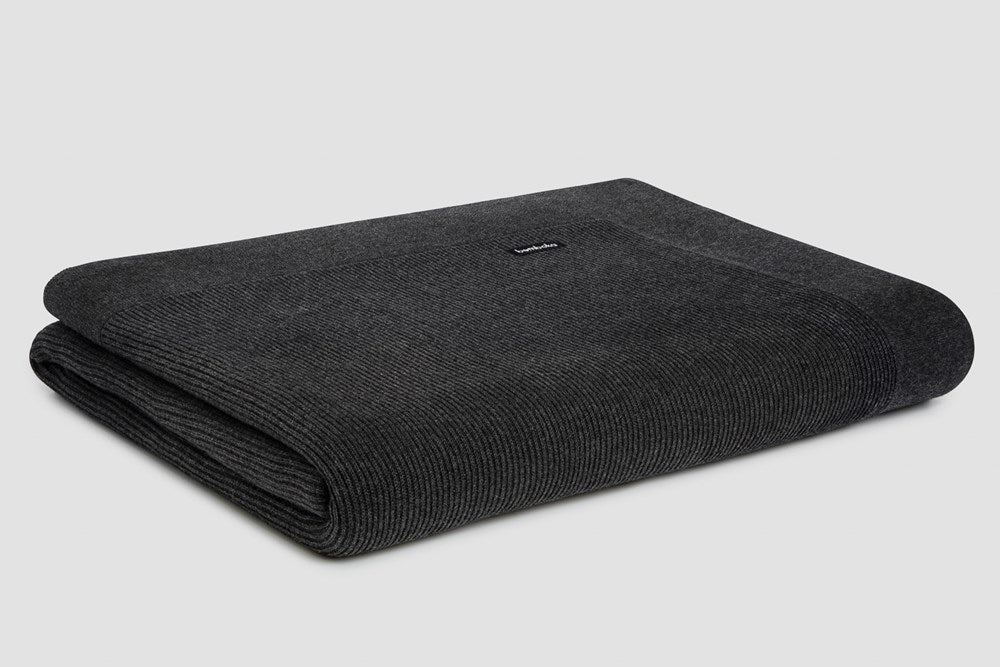 Bemboka Blanket Soft Cotton, Rib Knit, Queen/Super King, Charcoal