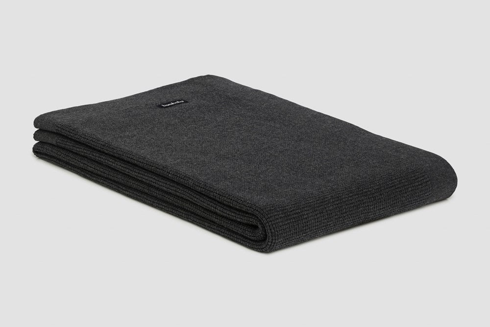Bemboka Throw Soft Cotton, Small Box Knit, Sofa/Lounge, Charcoal