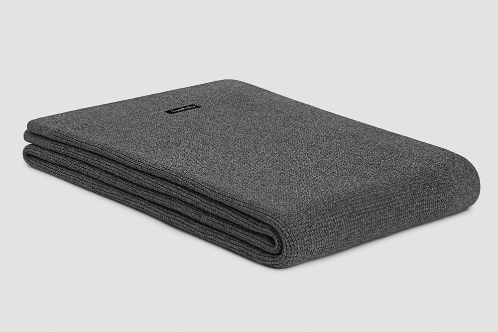 Bemboka Throw Soft Cotton, Small Box Knit, Sofa/Lounge, Grey Marl