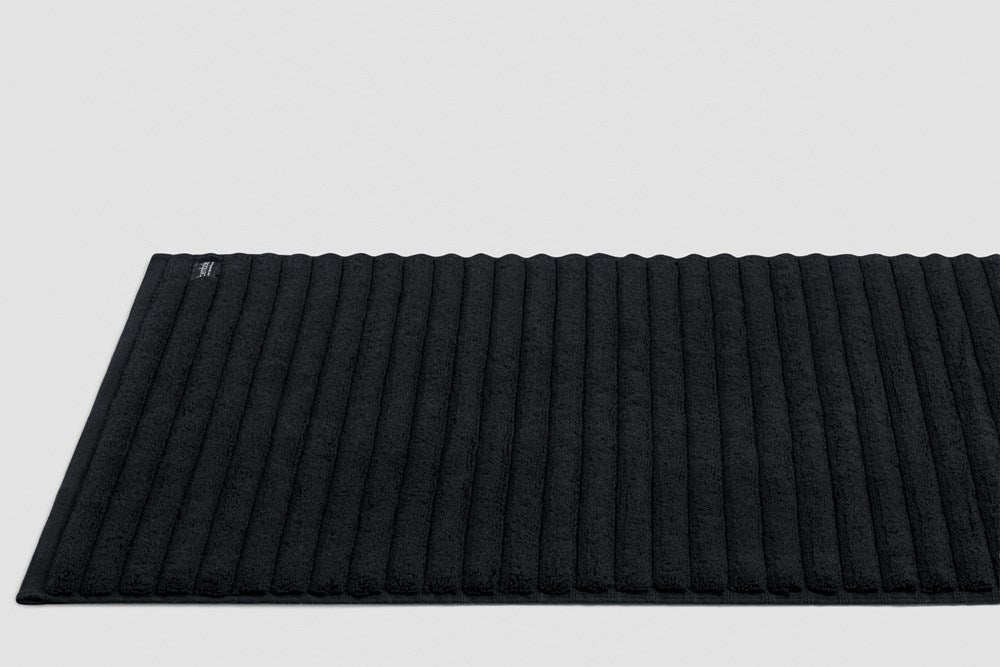 Bemboka Long Bath Mat, Rib Weave, 100% Cotton, 1200gsm, Black