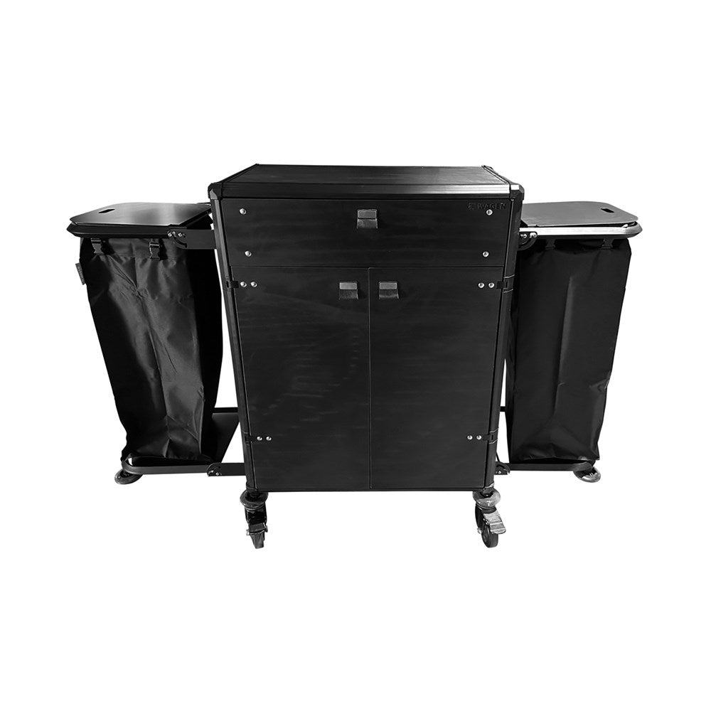 Wagen Maids Cart LUXE with 2 Bags, Aluminium/HPL, Black