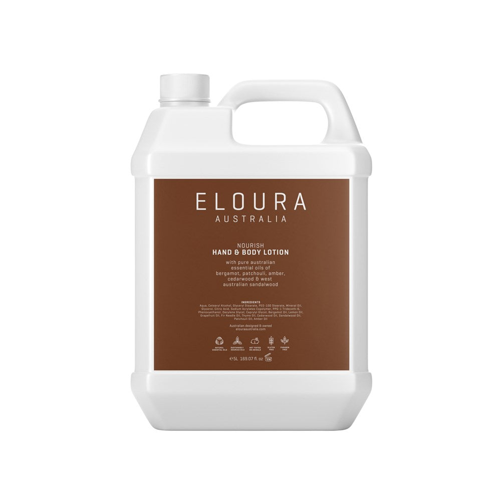 Eloura Australia Amber Nourish Hand & Body Lotion Bulk Refill, 5L