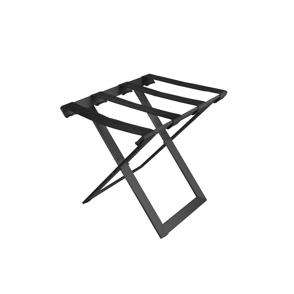 JVD Folding Luggage Rack Bella, 4 Straps, Black Metal Frame