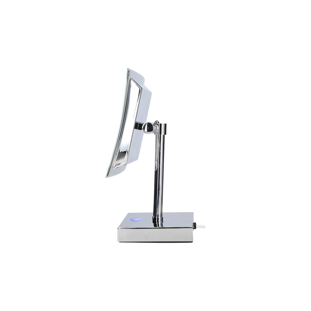 JVD Desktop Mirror Polaris, LED, 3X, Square, 200mm, Chrome