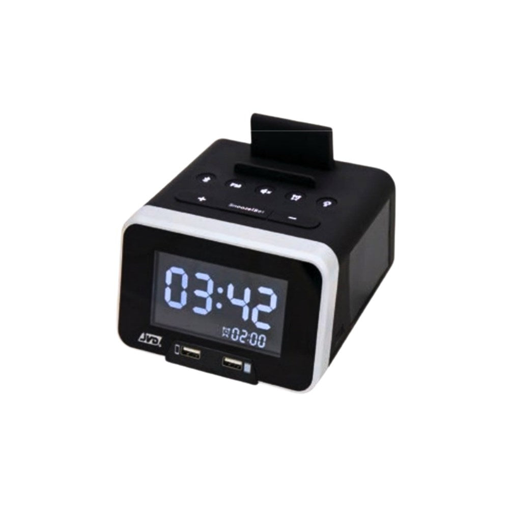 JVD Bluetooth Radio Zouk, Alarm Clock, USB Charger, Black