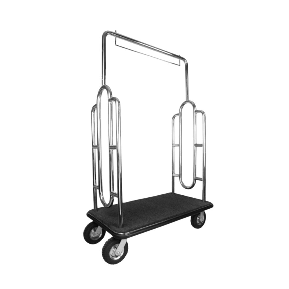JVD Luggage Cart with Black Carpet, Stainless Steel