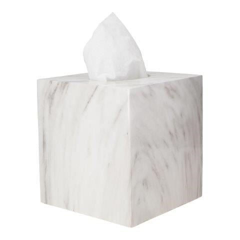 JVD Tissue Box Carrara, Square, White Marble Finish