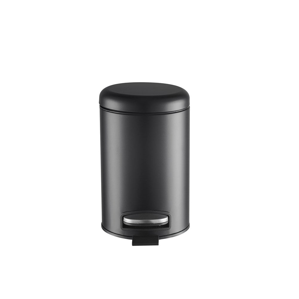 JVD Pedal Bin Lotus, 5L, Round, Matt Black