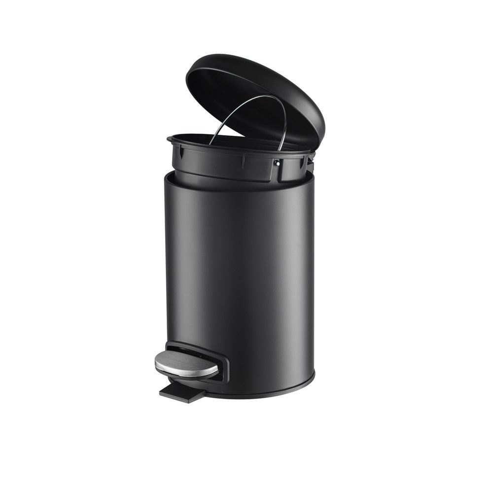 JVD Pedal Bin Lotus, 5L, Round, Matt Black