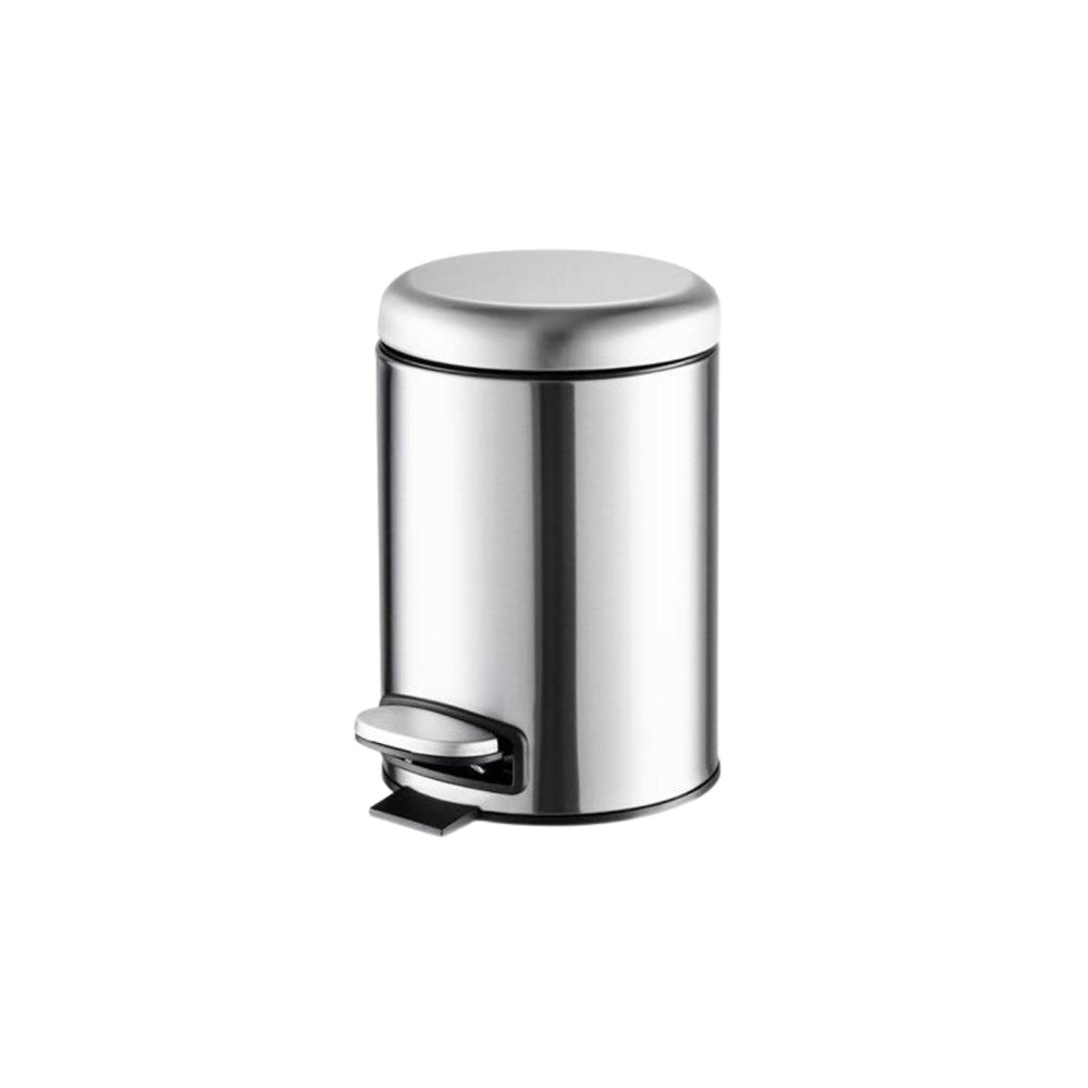 JVD Pedal Bin Lotus, 5L, Round, Matt Stainless Steel