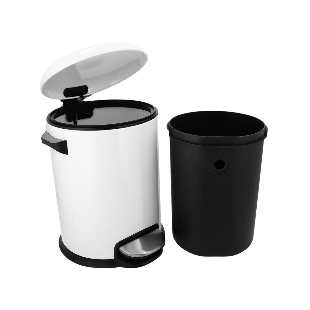 JVD Pedal Bin Excalibur, 5L, Round, Powder-Coated White