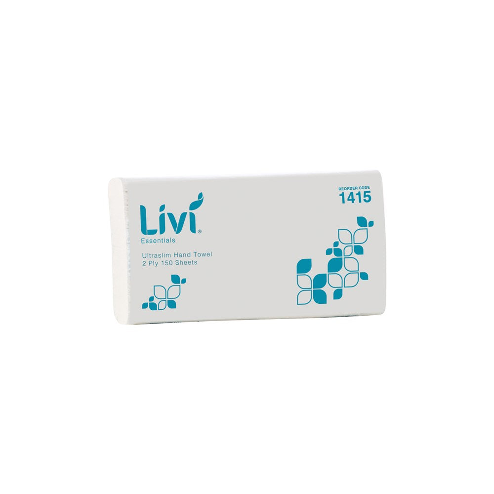 Livi Ultraslim Hand Towel Essentials, 2 Ply 150 Sheet, Ctn 16