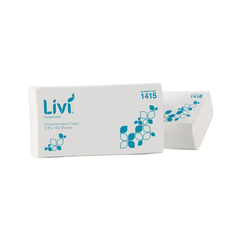Livi Ultraslim Hand Towel Essentials, 2 Ply 150 Sheet, Ctn 16