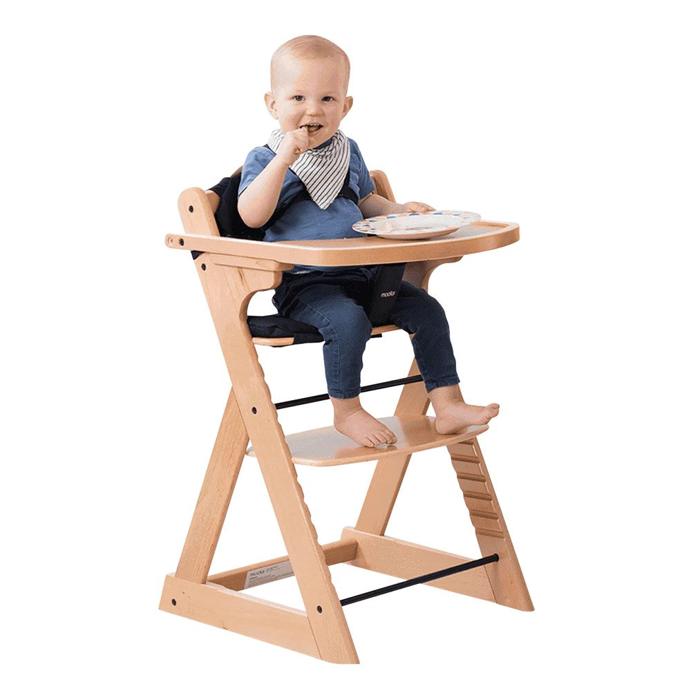 Mocka High Chair Original, from 6mos, Wood/Fabric, Beechwood