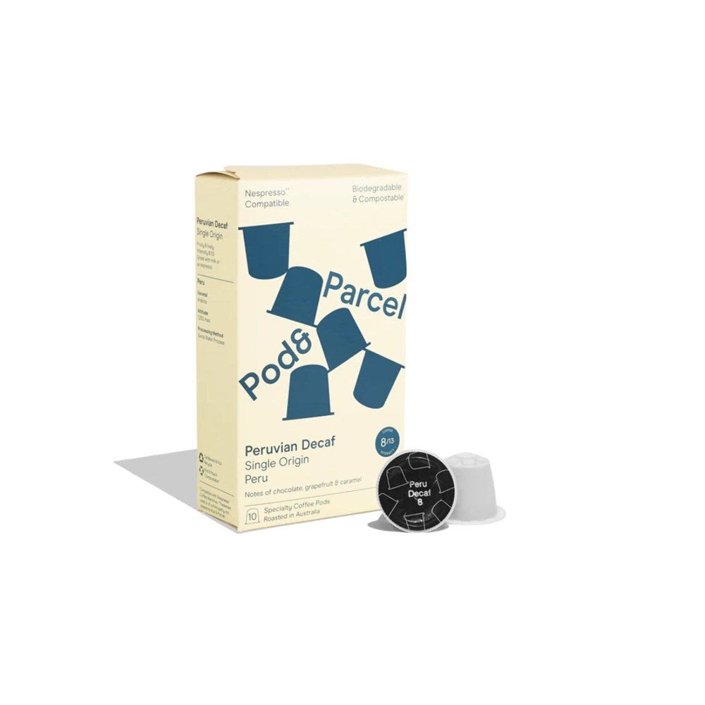 Pod & Parcel Decaf Coffee Pods Peruvian, Intensity 8/13