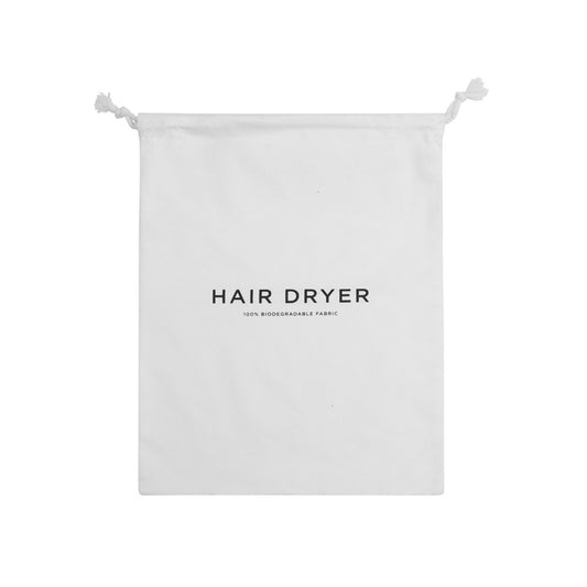 Pure White Hair Dryer Bag, Biodegradable Bamboo Fibre, White