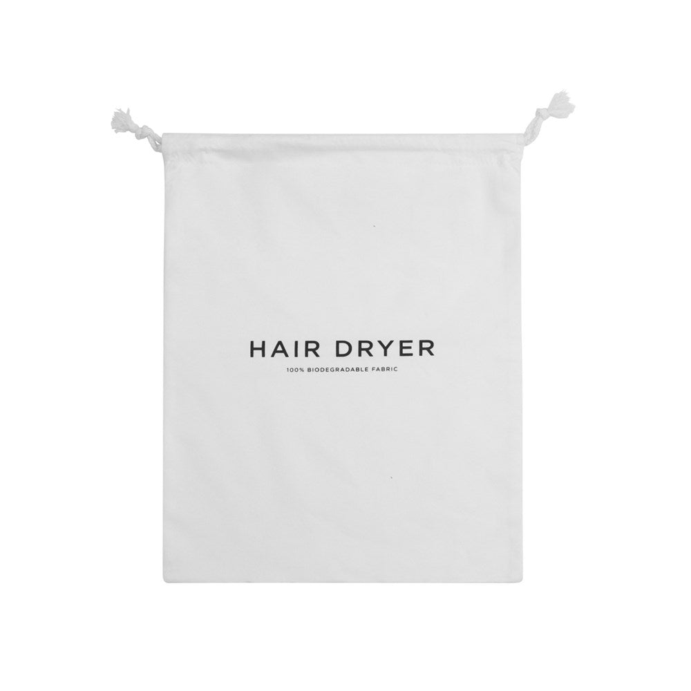 Pure White Hair Dryer Bag, Biodegradable Bamboo Fibre, White