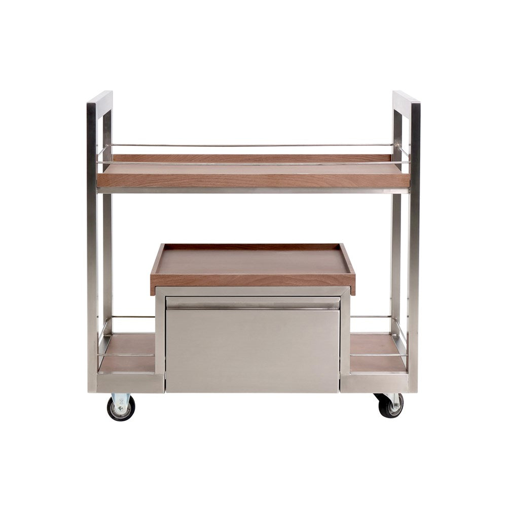 SKS Food & Beverage Service Trolley MCCOY, SS & Wood, Mocca Soul