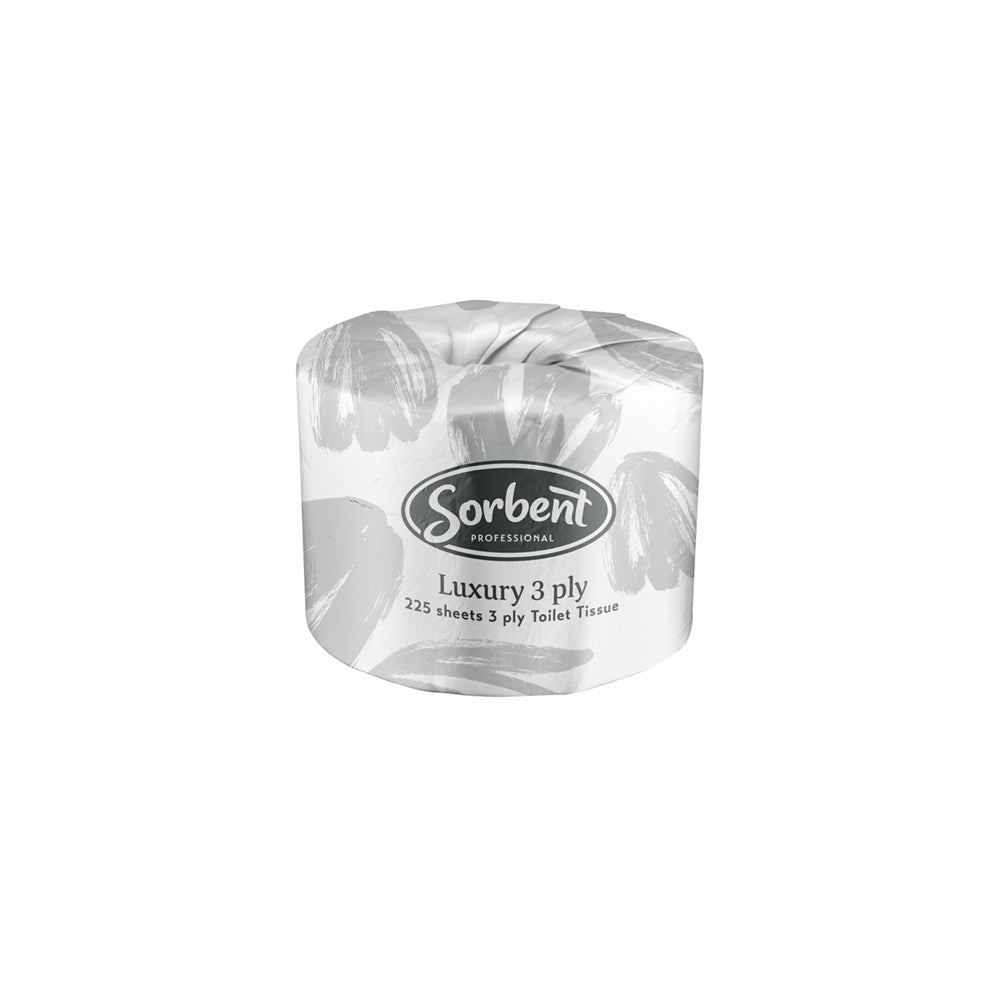 Sorbent Toilet Tissue Luxury, 3 Ply 225 Sheet, Ctn 48