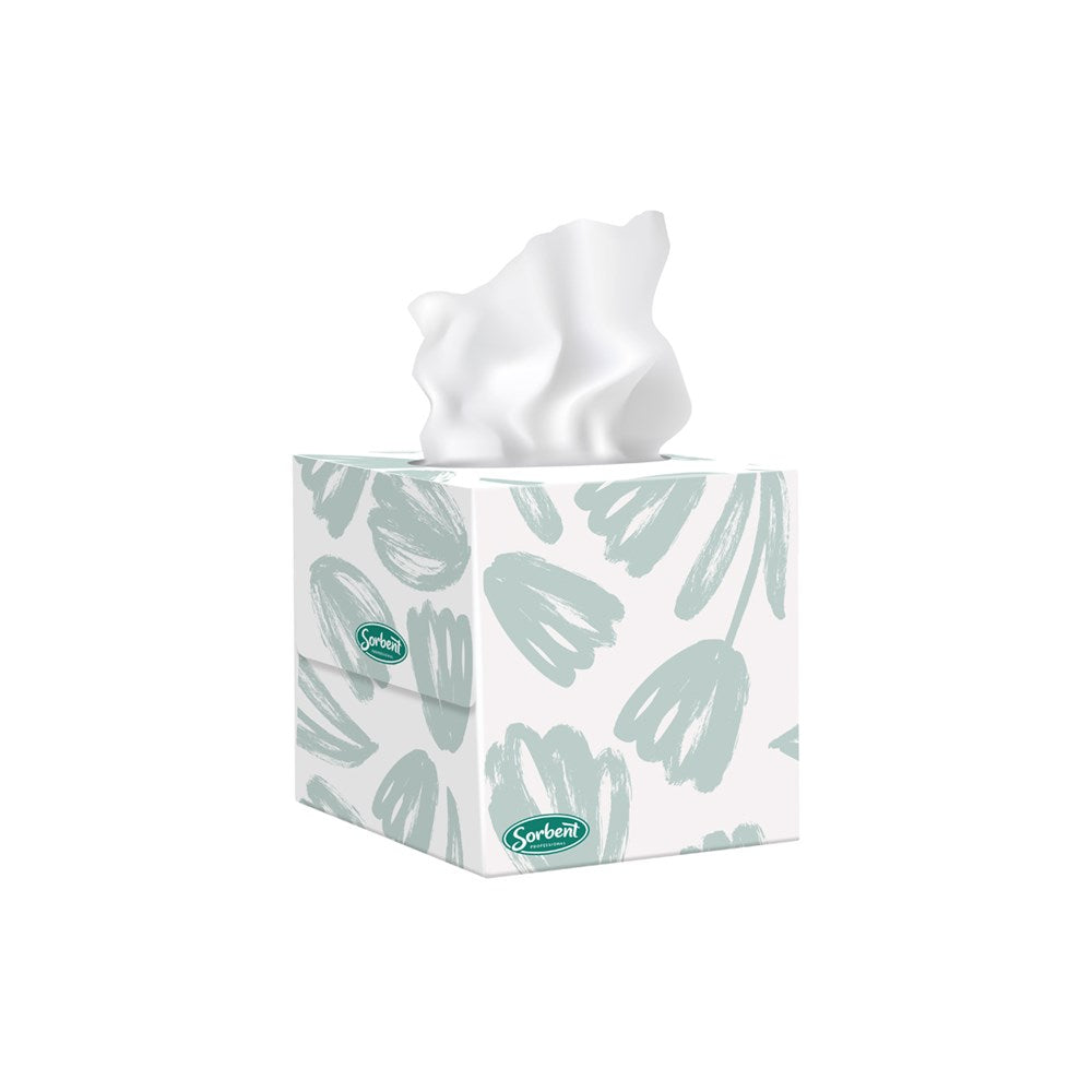 Sorbent Facial Tissue Silky White, Cube, 2 Ply 90 Sheet, Ctn 24