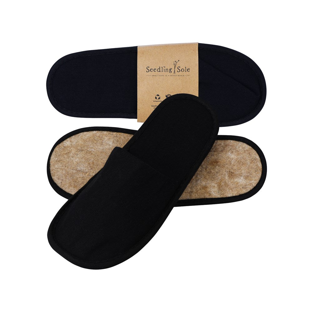 Seedling Sole Slippers Closed-Toe, Flax Sole, 29cm, Black