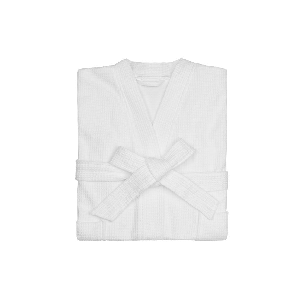 Bathrobe Waffle Kimono, Kids Size, Cotton PET Blend, White