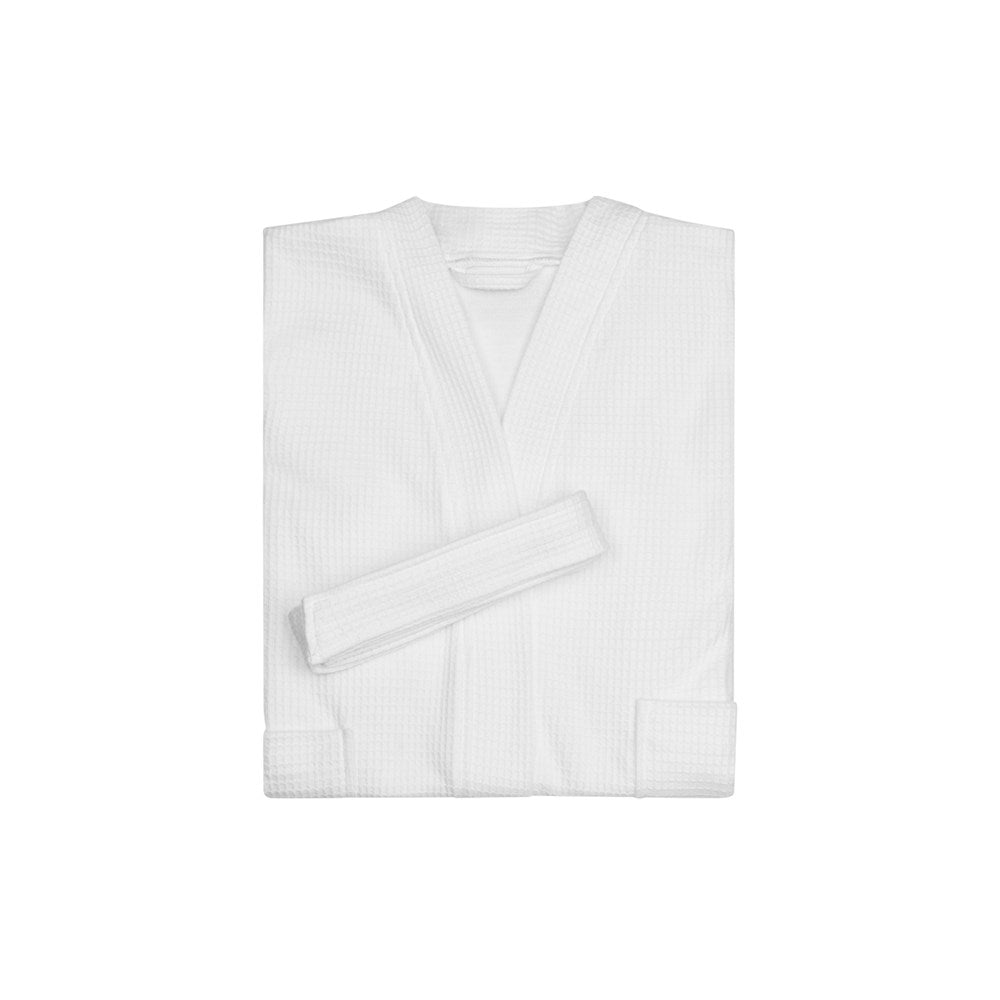 Bathrobe Waffle Kimono, Kids Size, Cotton PET Blend, White