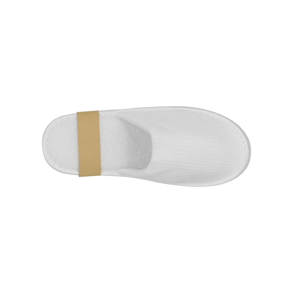 Waffle Slippers Closed-Toe, 6mm EVA Sole, 28cm, White