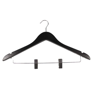 Premium Wooden Hanger with Clips, Black Colour