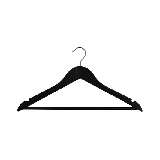Wooden Hanger with Rod, 12mm, Chrome Hook, Black