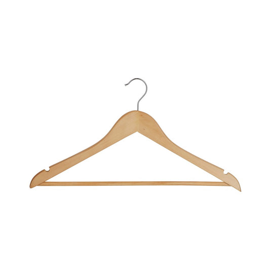 Wooden Hanger with Rod, 12mm, Chrome Hook, Natural