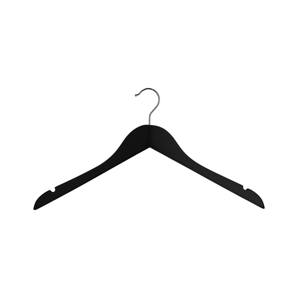 Universal Wooden Hanger, 12mm, Chrome Hook, Black