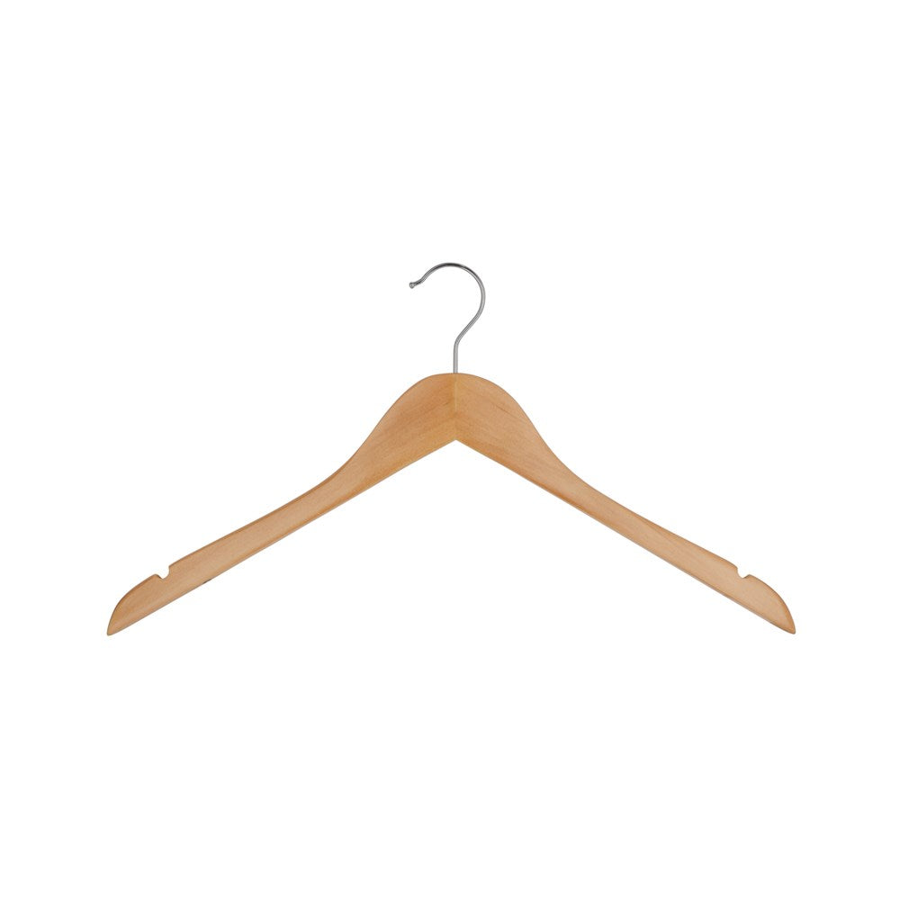 Universal Wooden Hanger, 12mm, Chrome Hook, Natural