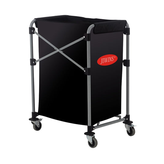 Jiwins Collapsible Laundry Cart, 150L Vinyl Bag, PP, Black