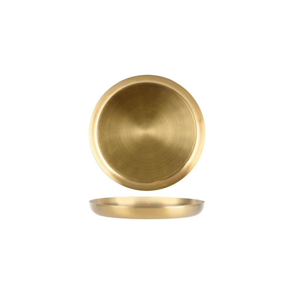 Zanzi Round Serving Tray, 265mm, Satin Brass