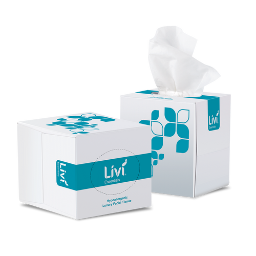 Livi Essentials Hypoallergenic Facial Tissues, 2 Ply 90 Sheets Cube