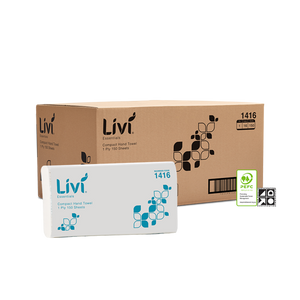 Livi Essentials Compact Hand Towel, 1 Ply 150 Sheets